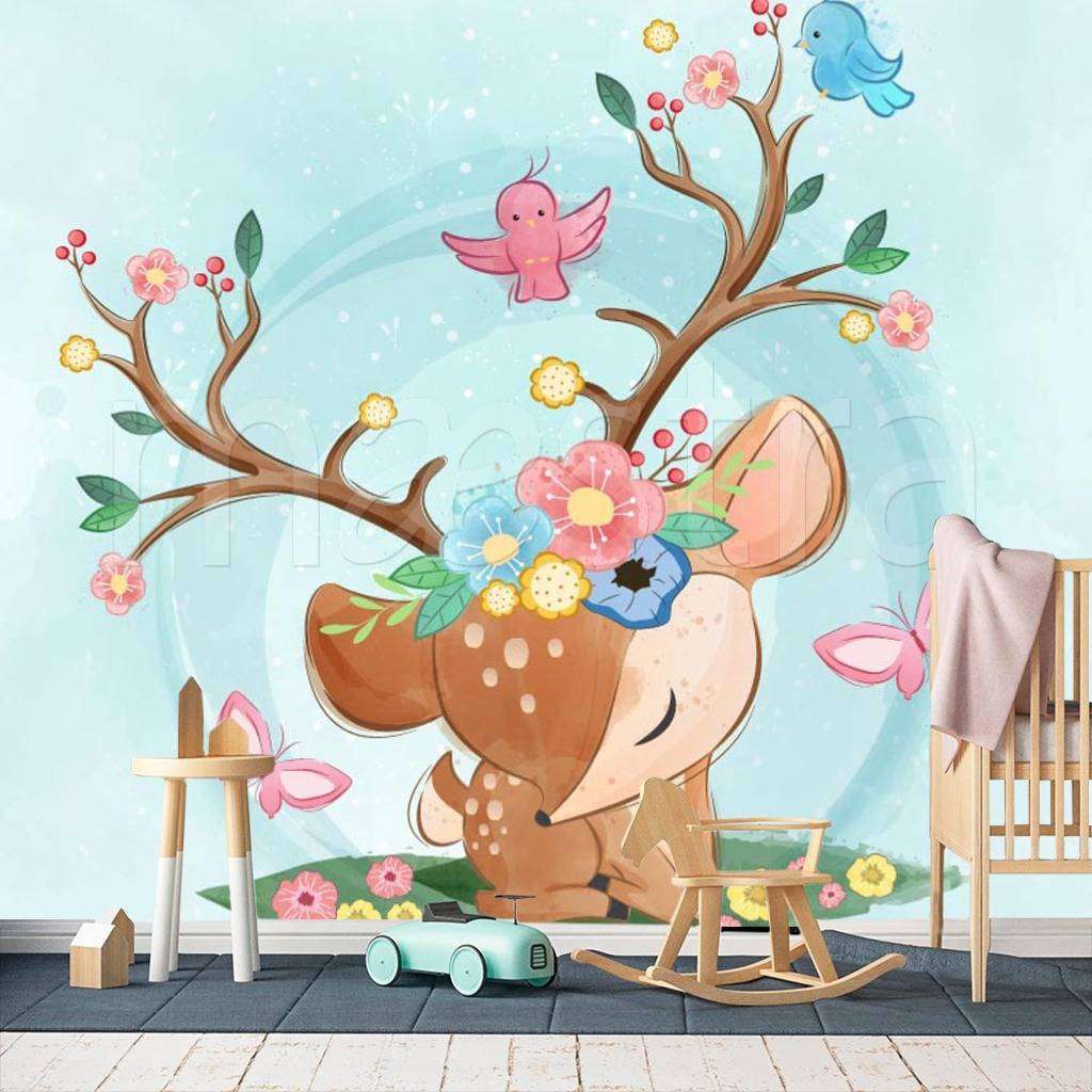 Фотообои в интерьере олененок  12-462 фото
