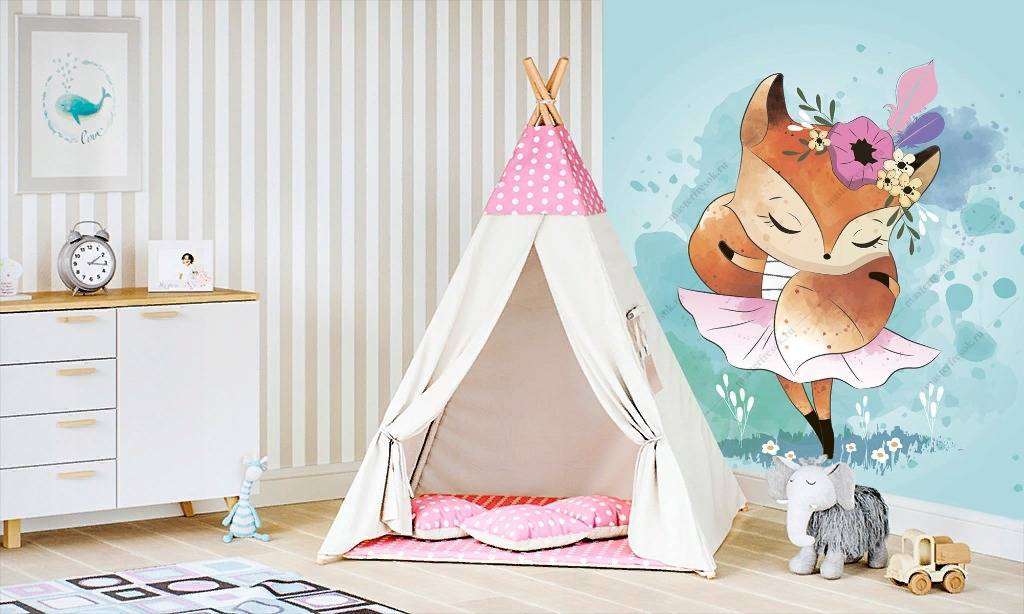 Фотообои в интерьере лисичка балерина  12-470 фото