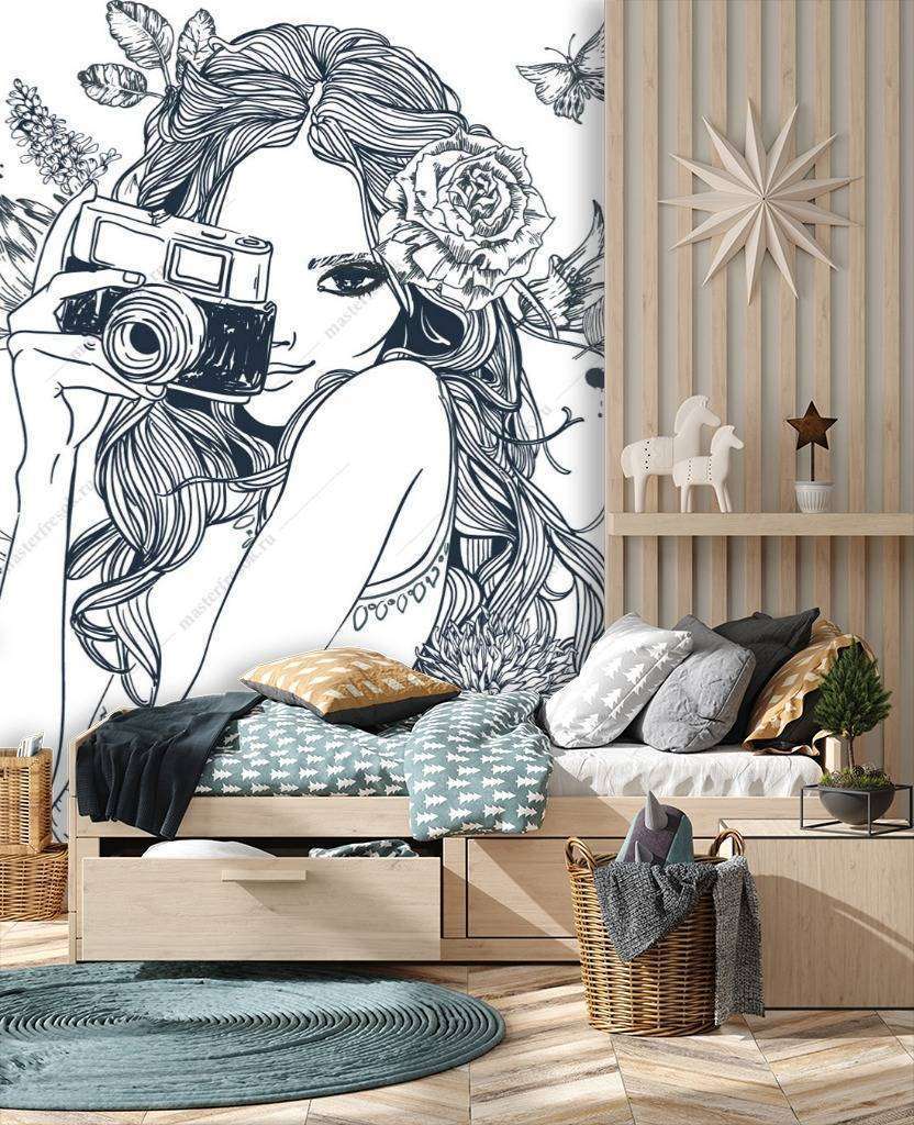 Фотообои Бесшовные обои на стену:  Стильная девушка. Артикул: 12-1133  