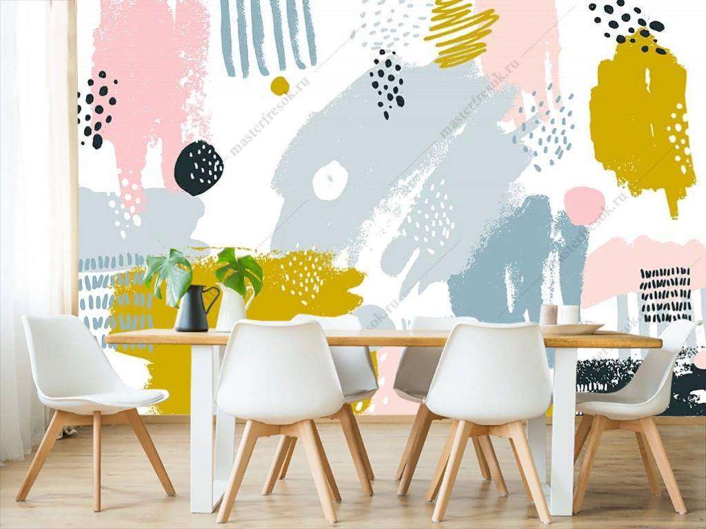 Фотообои в интерьере цветные мазки  9-1129 фото
