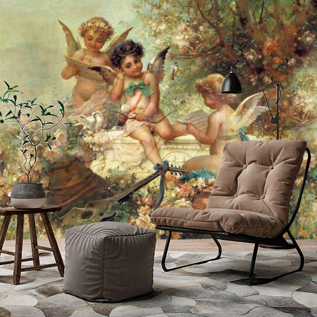 Фотообои в интерьере три ангела . ханс зацка.  1-023 фото