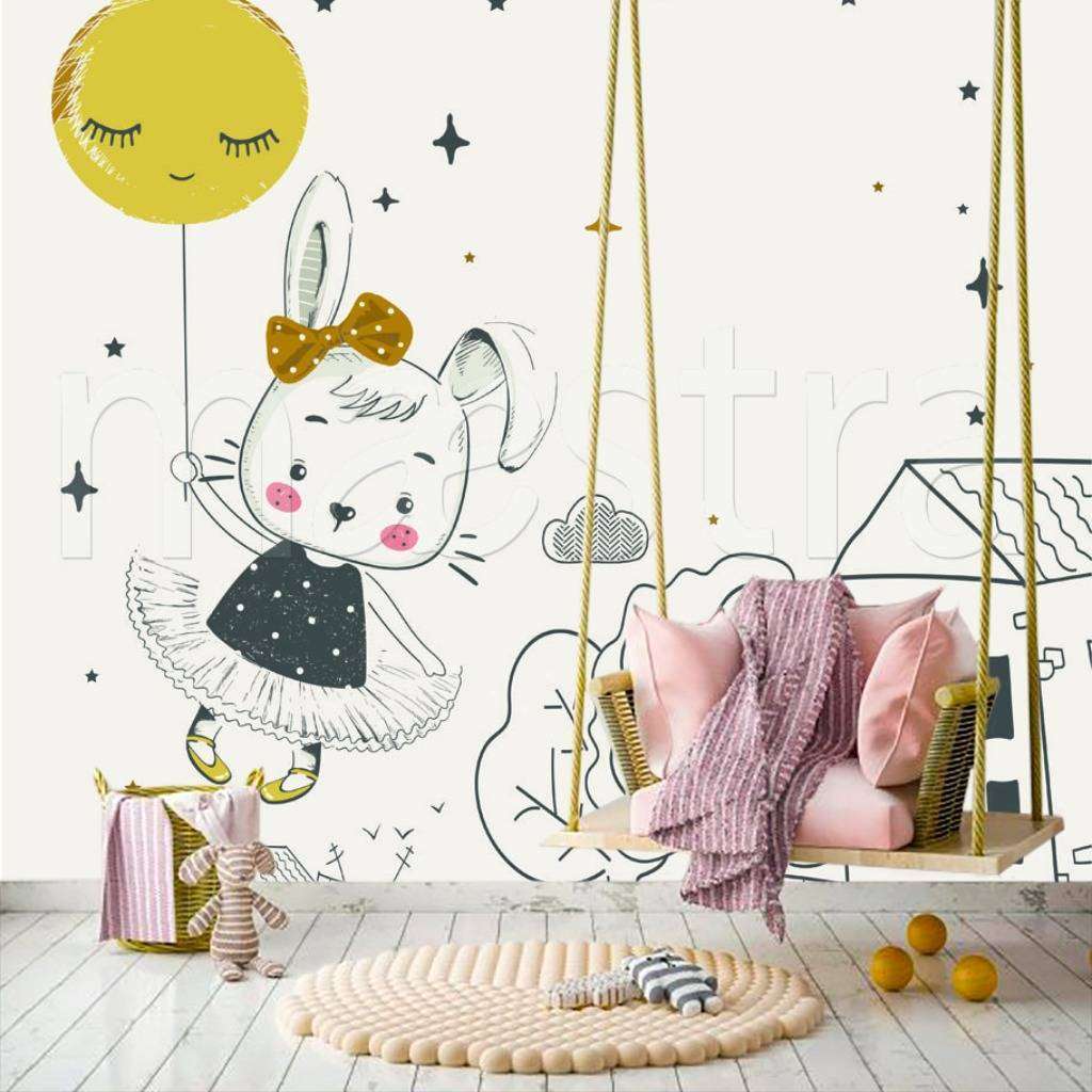 Фотообои Зайка на воздушном шаре  12-432