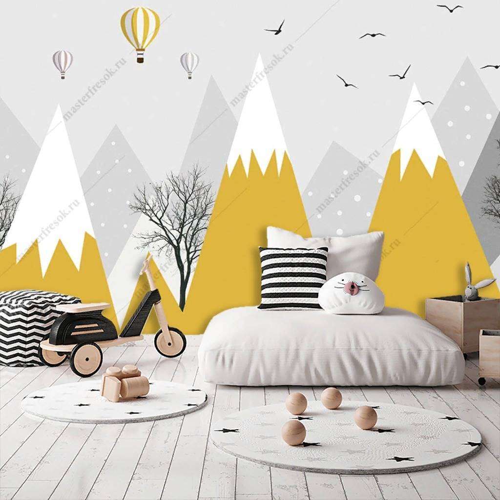 Фотообои в интерьере желтые пики  14-188 фото