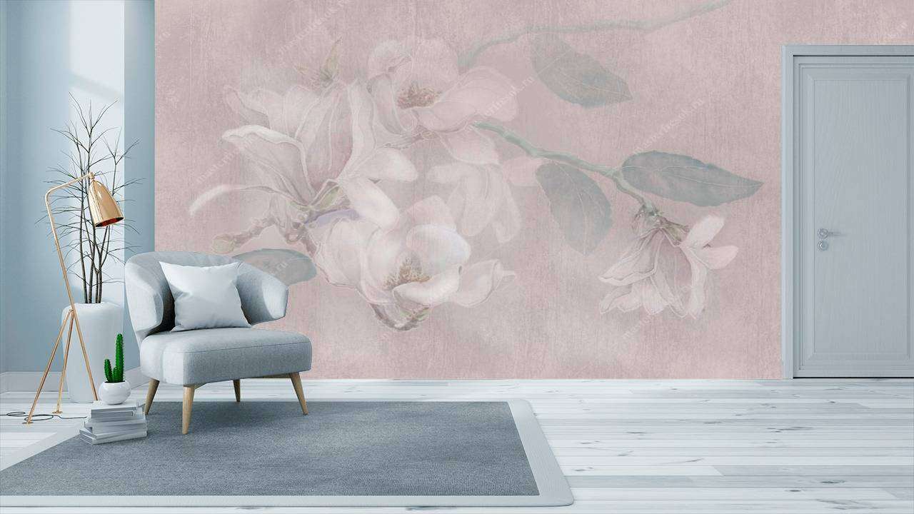 Фотообои в интерьере одинокая магнолия  13-101 фото