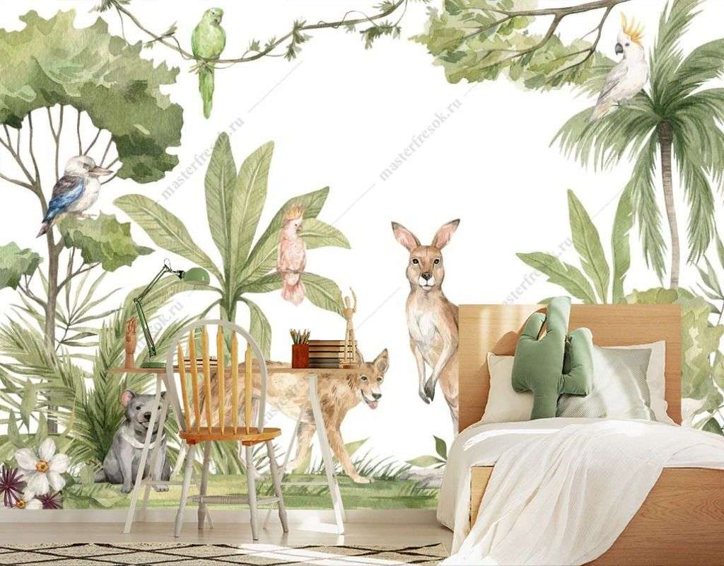 Фотообои в интерьере животные джунглей  14-595 фото