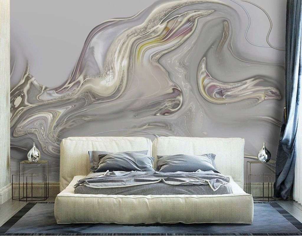 Фотообои в интерьере бежевые разводы на сером  13-690 фото