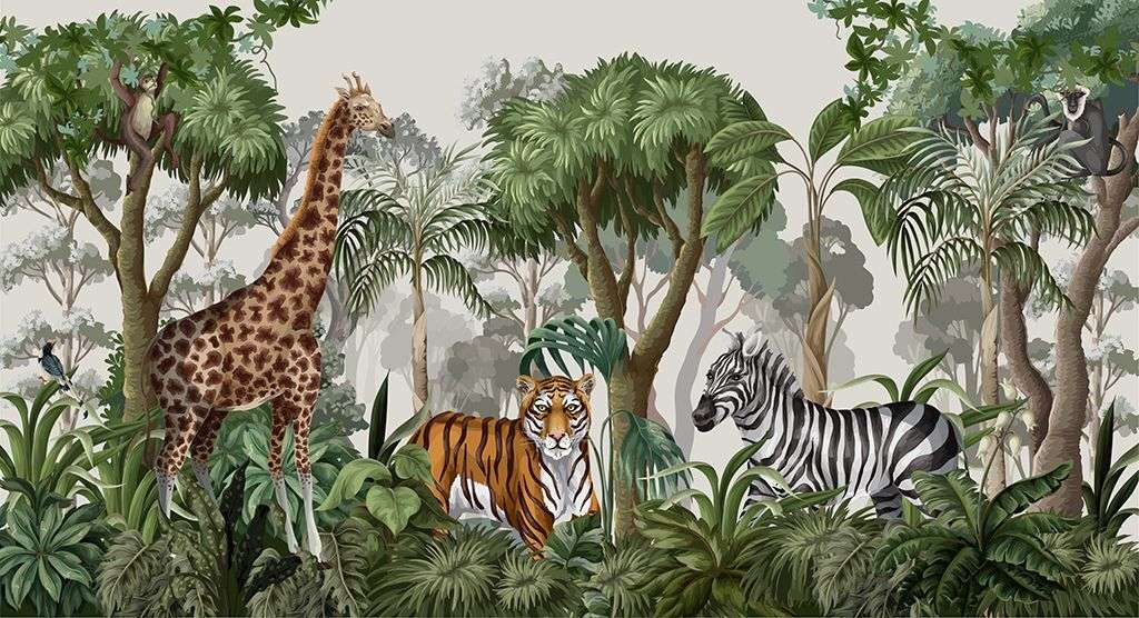 Фотообои в интерьере детские. джунгли зеленые   12-1611 фото