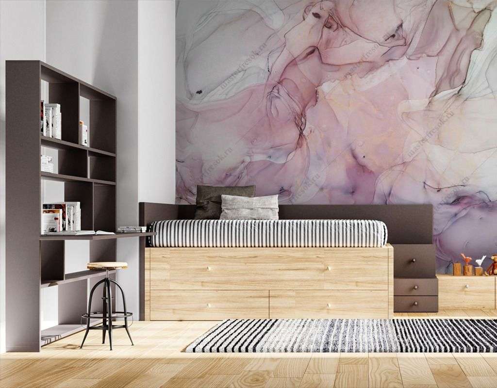 Фотообои в интерьере мраморный холст  9-1555 фото