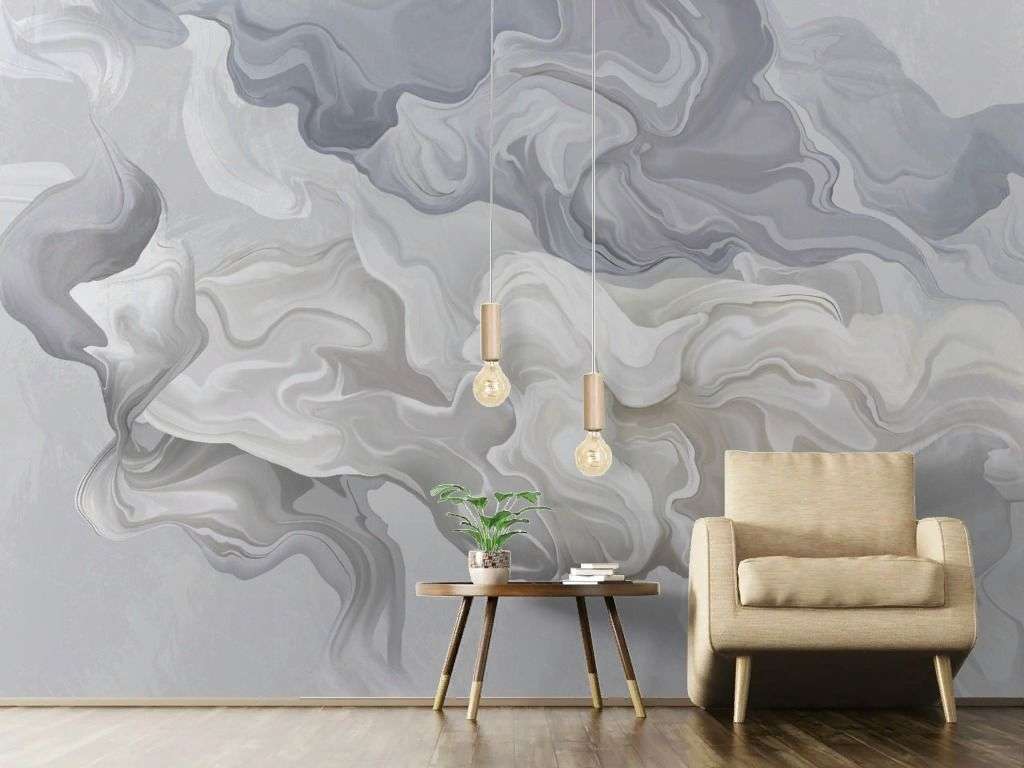 Фотообои в интерьере 3д абстракция чернилами  13-716 фото