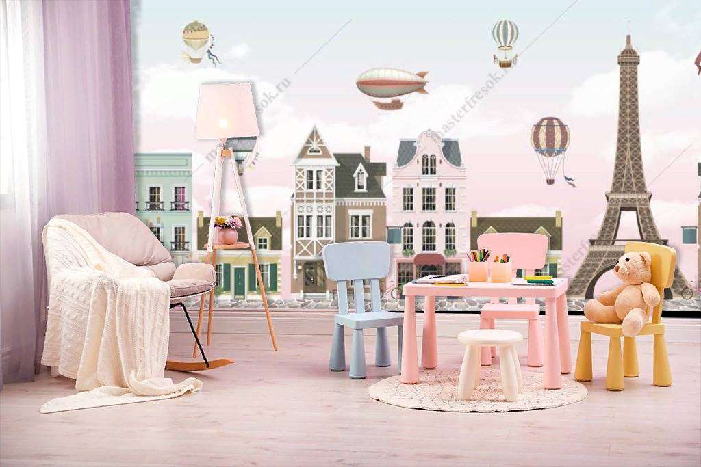 Фотообои в интерьере париж в детскую  12-1202 фото