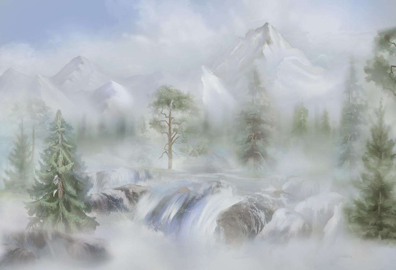 Фотообои в интерьере горные ручьи  13-524 фото