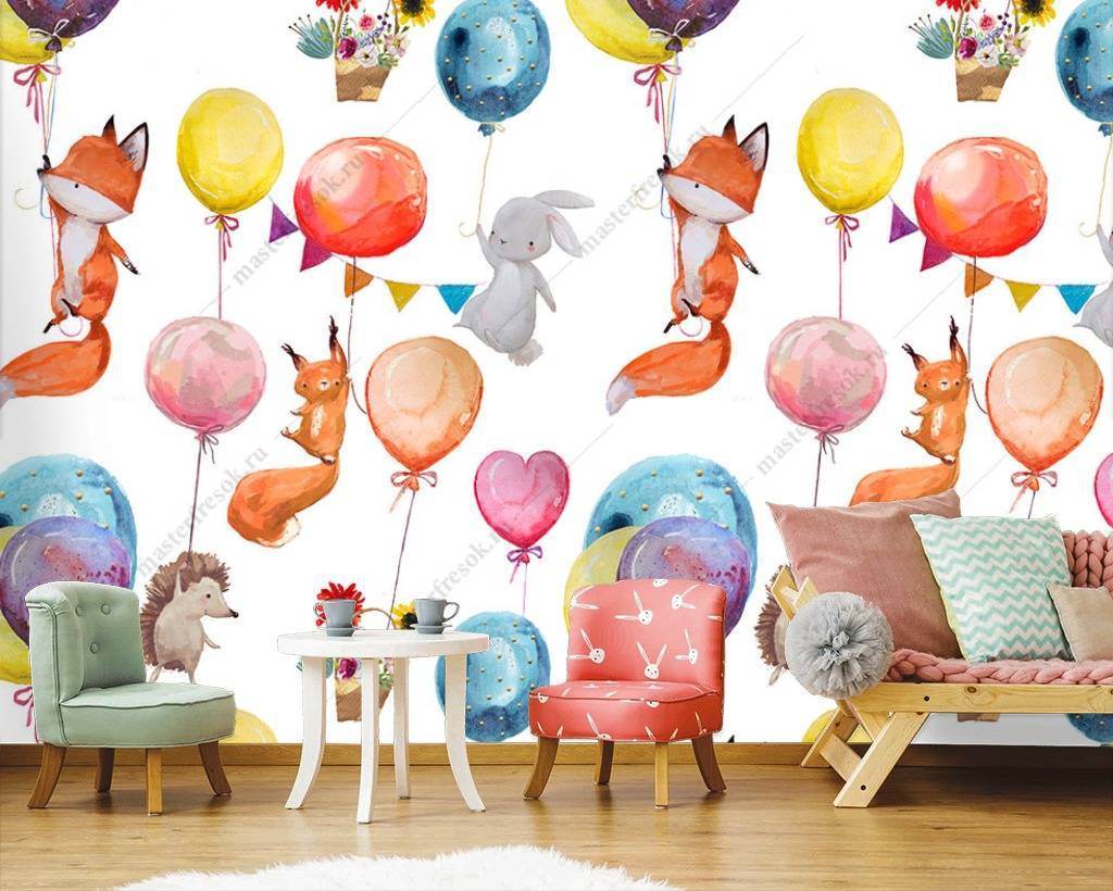 Фотообои Лисички на шариках  12-694