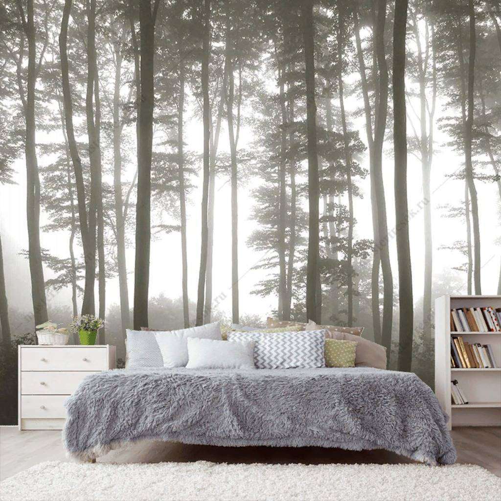 Фотообои в интерьере туманный лес  9-1133 фото