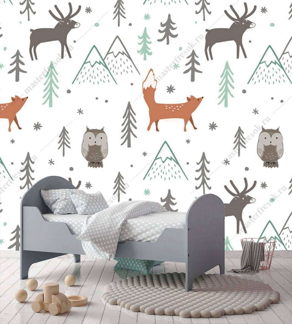 Фотообои в интерьере лисички и пики  12-683 фото