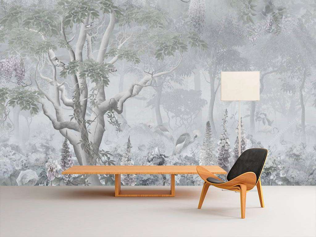 Фотообои в интерьере жар птица в саду  13-090 фото