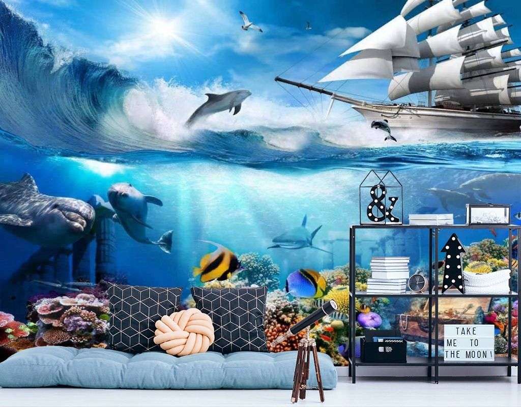 Фотообои в интерьере тайны морских глубин  17-2477 фото