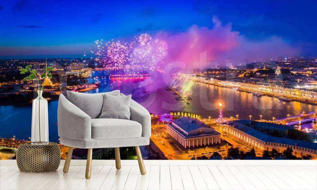 Фотообои Праздничный салют в Санкт Петербурге  9-682