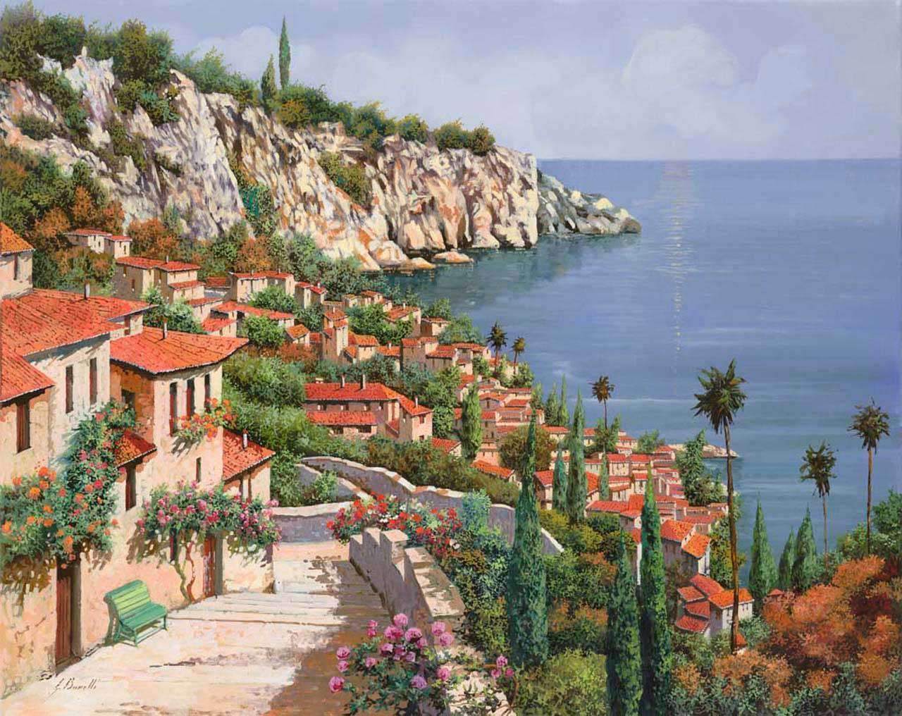 Фотообои в интерьере вид на море с гор италии  8-067 фото