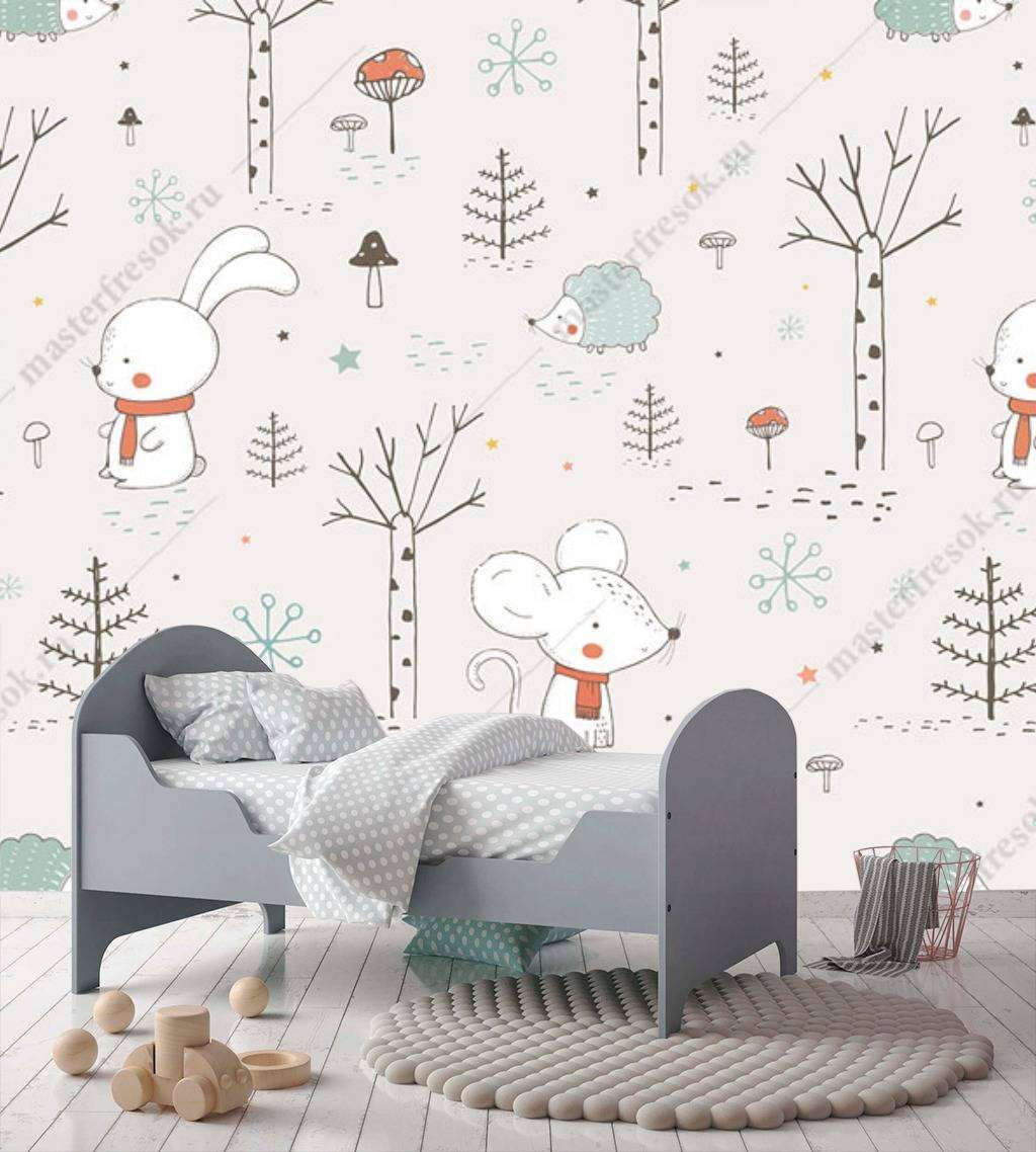 Фотообои в интерьере елочки и мышки  12-661 фото
