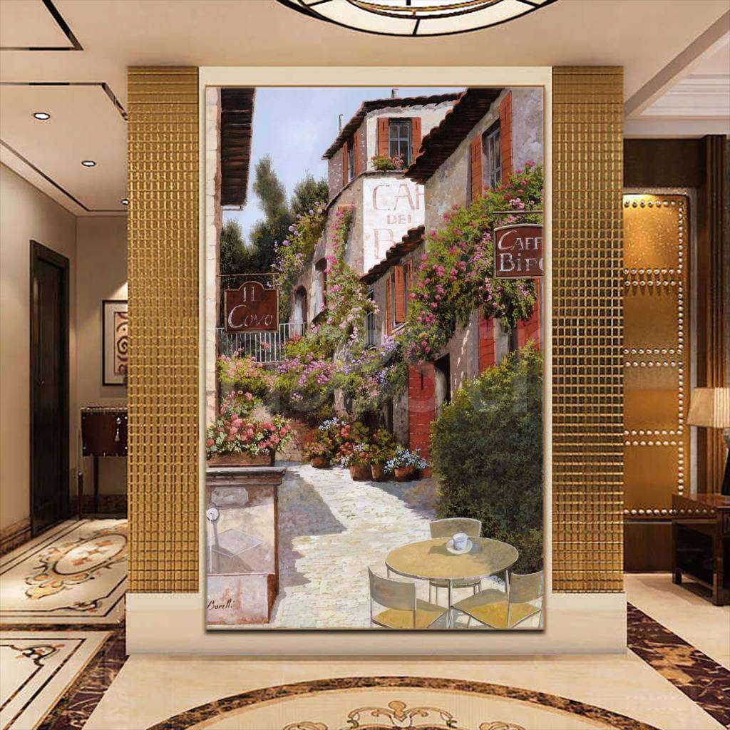 Фотообои в интерьере уютный дворик  8-040 фото