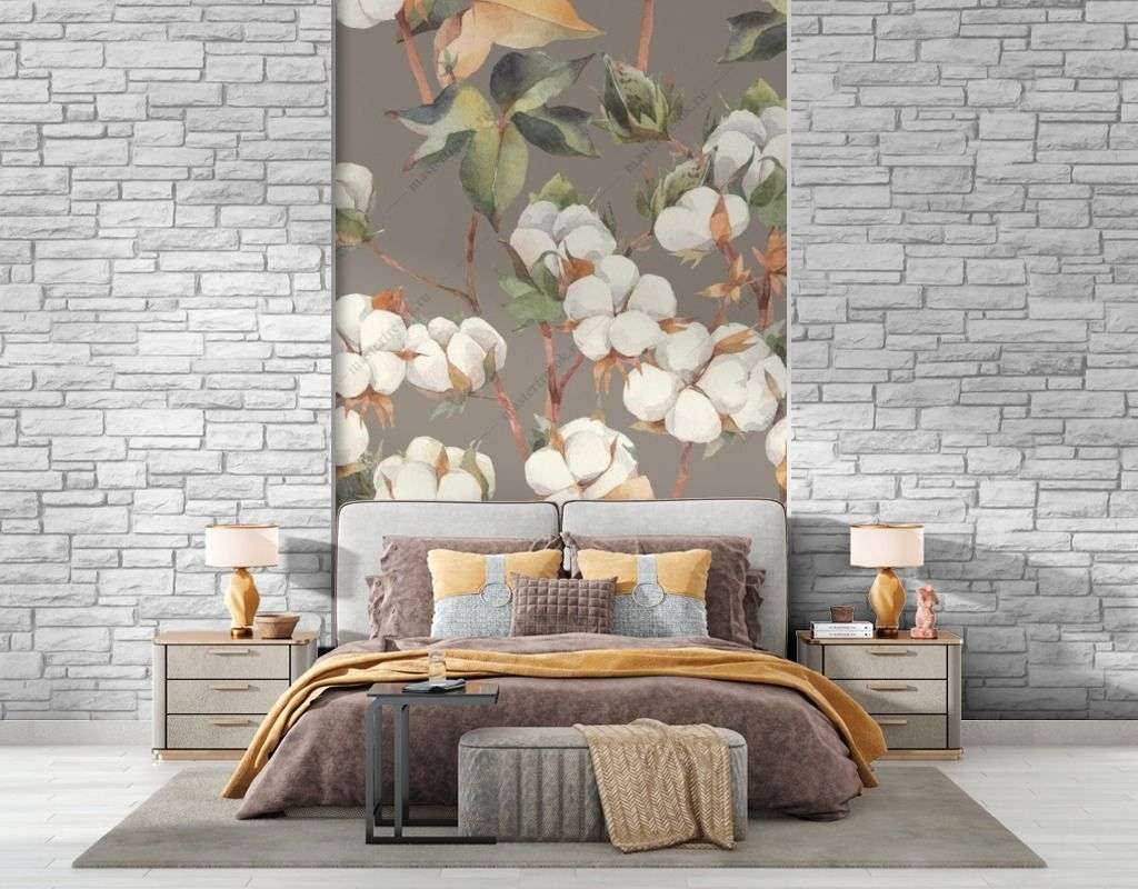 Фотообои в интерьере цветок хлопка  9-1520 фото