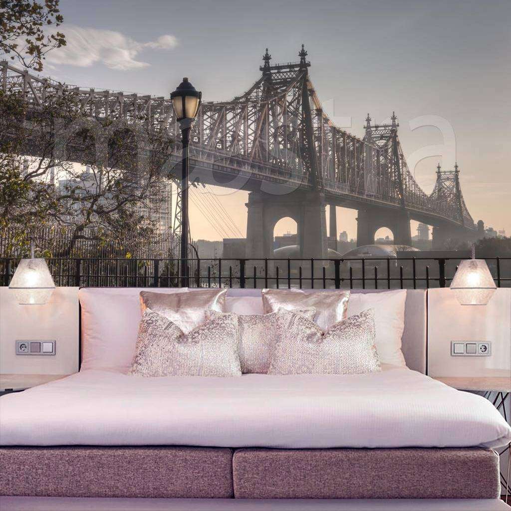 Фотообои Бесшовные обои на стену:  Бруклинский мост в тумане. Артикул: 9-810  