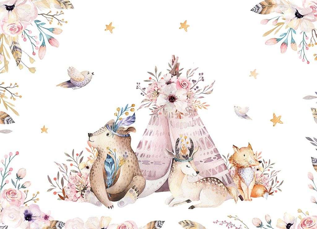 Фотообои в интерьере животные на полянке  14-060 фото