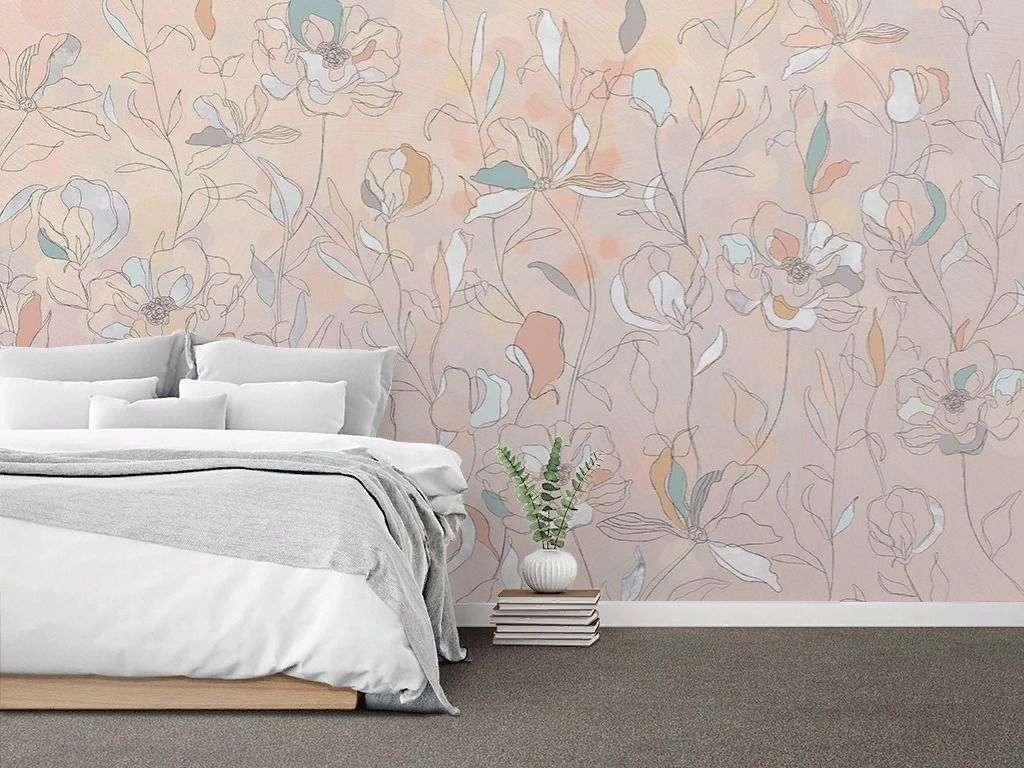 Фотообои в интерьере фон с листьями  9-1989 фото