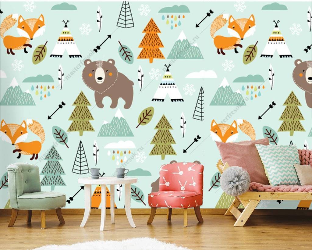 Фотообои Мишки и лисички  12-692