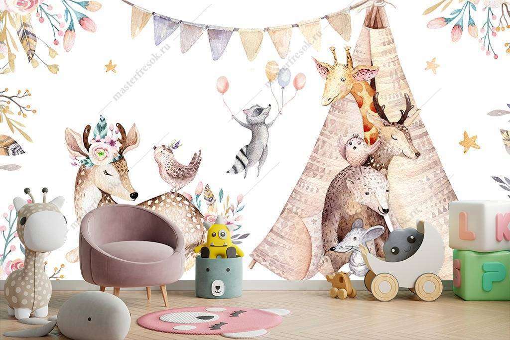 Фотообои Бесшовные обои на стену:  Милые животные. Артикул: 14-063  