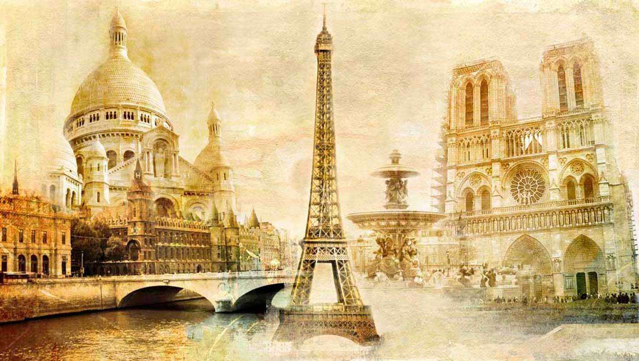 Фотообои в интерьере коллаж париж  11-032 фото