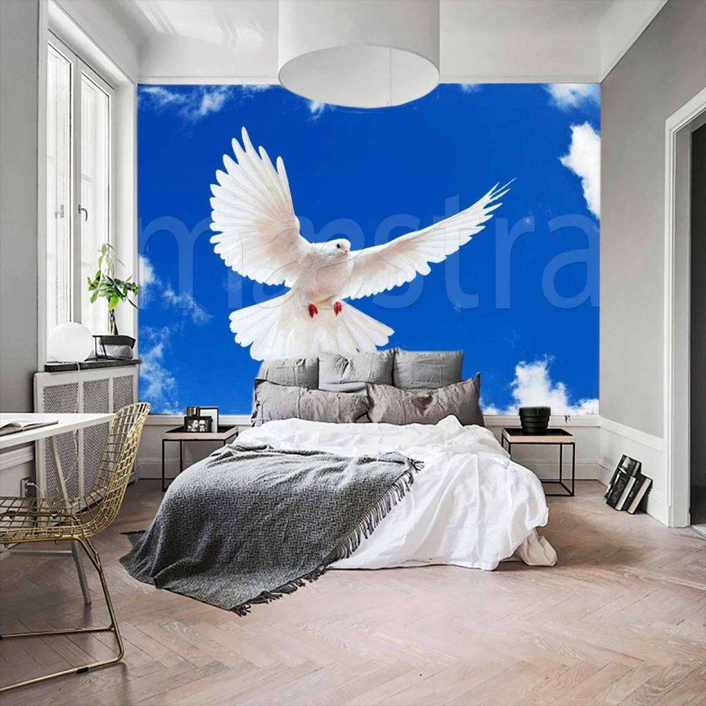 Фотообои в интерьере голубь на фоне синего неба  9-309 фото