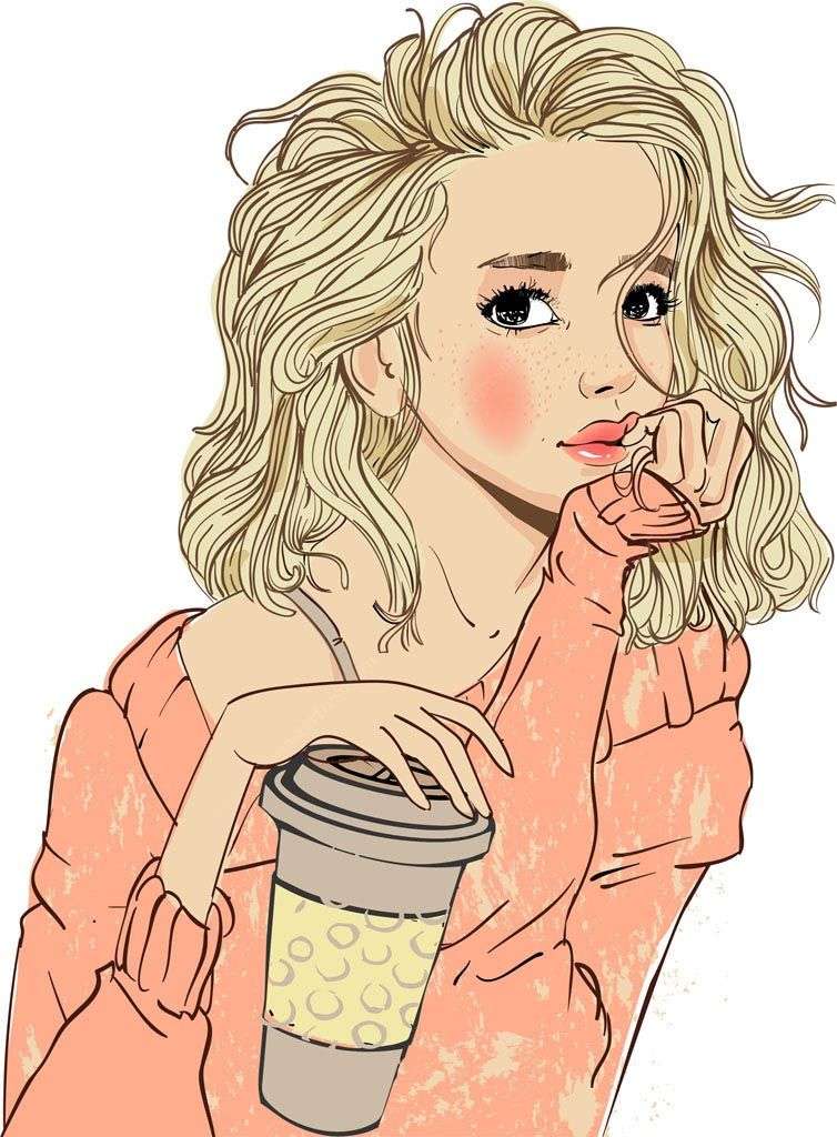 Фотообои в интерьере девочка с кофе  12-645 фото