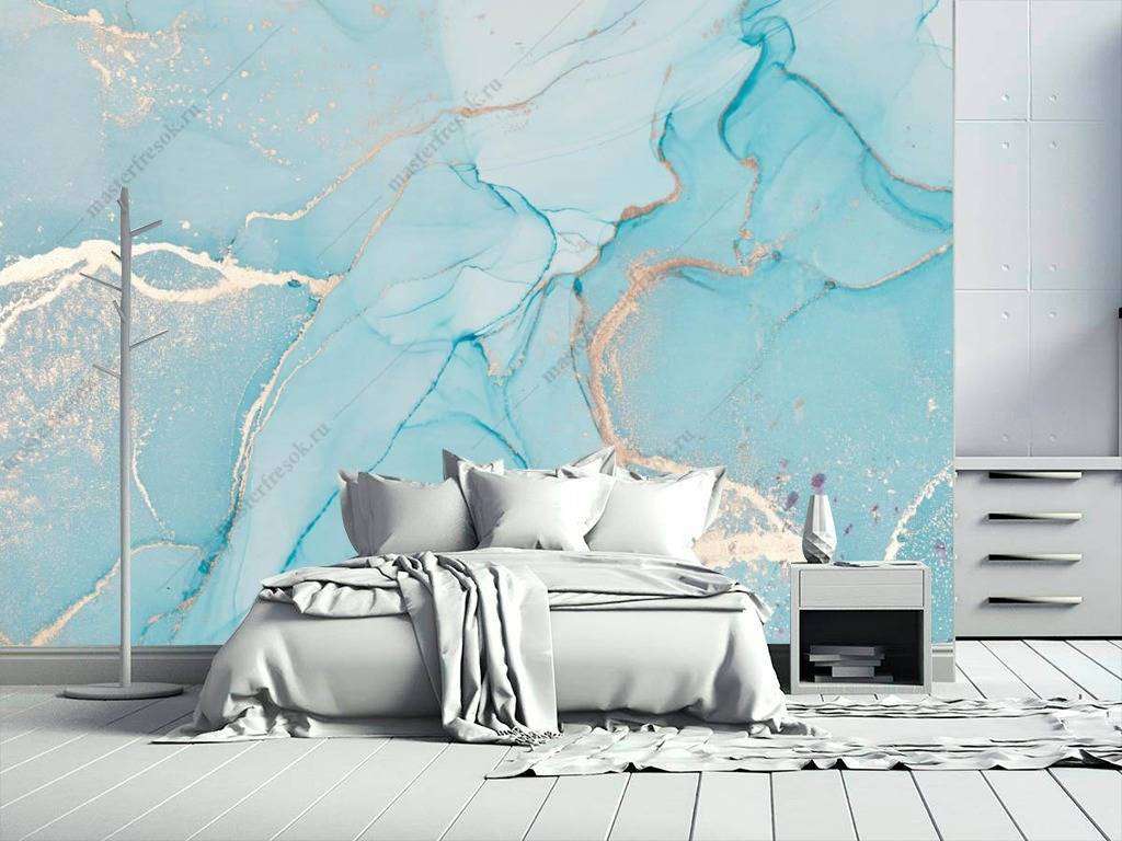 Фотообои в интерьере флюид арт нежная бирюза  9-1034 фото