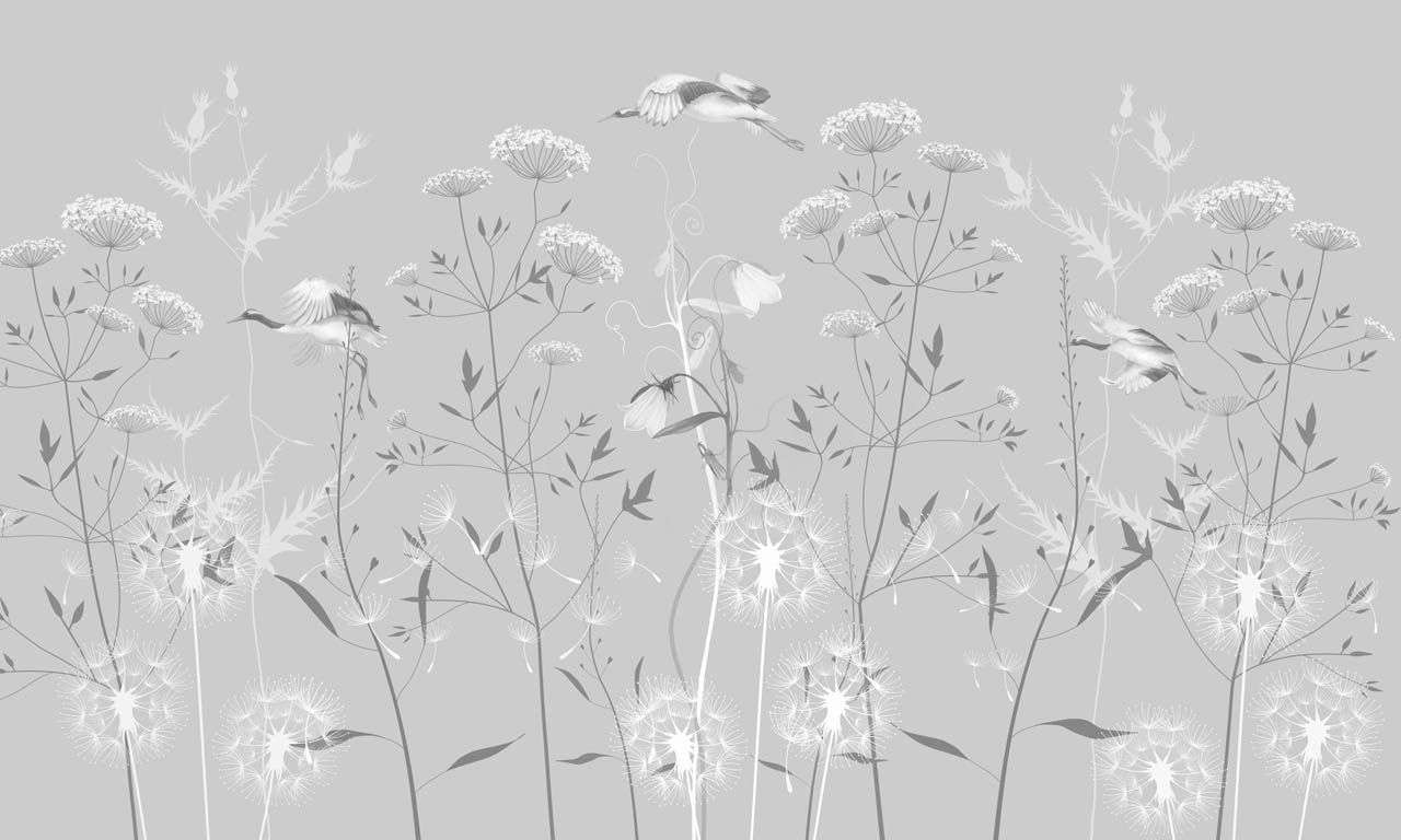 Фотообои в интерьере полевые цветы светлые  13-691 фото