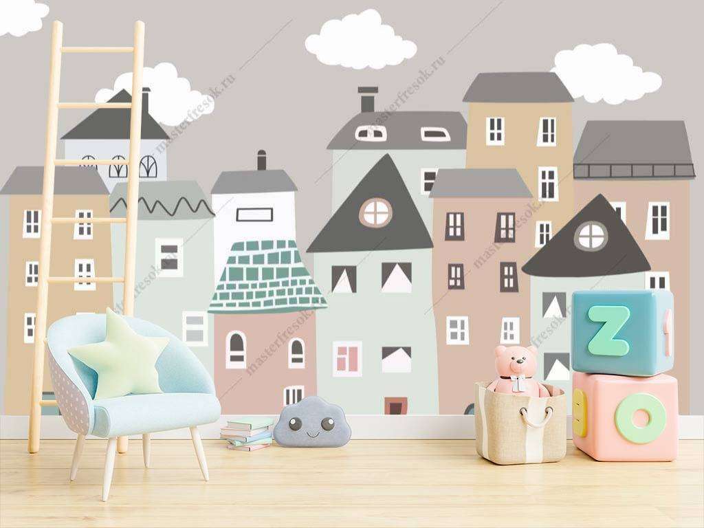 Фотообои Бесшовные обои на стену:  Город в детскую. Артикул: 14-047  