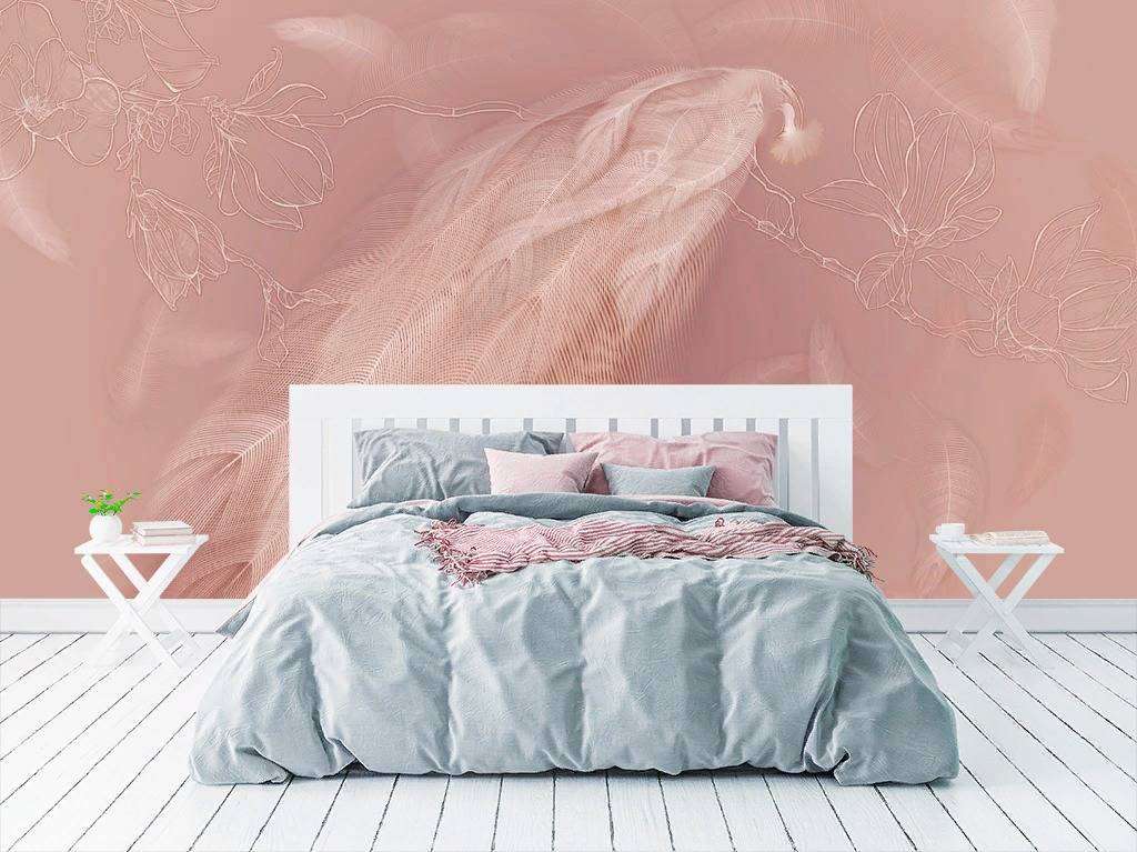 Фотообои в интерьере перья жар-птицы  13-264 фото