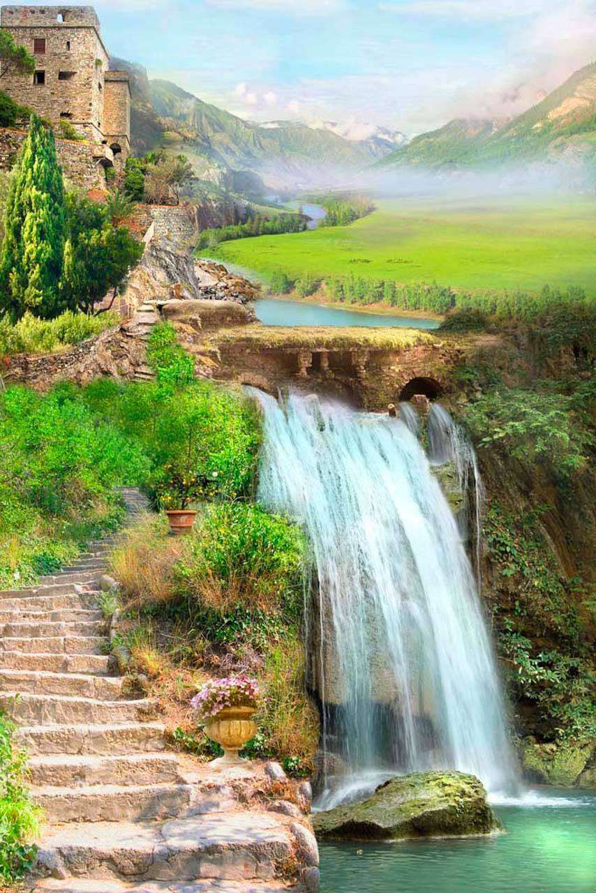 Фотообои в интерьере водопад  3-001 фото