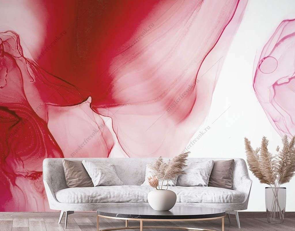 Фотообои в интерьере красный флюид арт  9-1538 фото