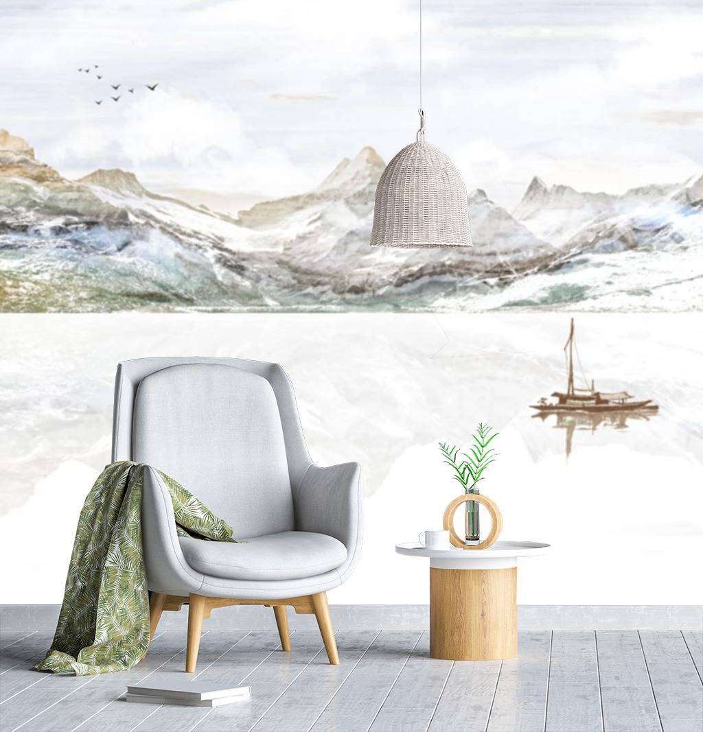 Фотообои в интерьере горы в отражении  15-664 фото