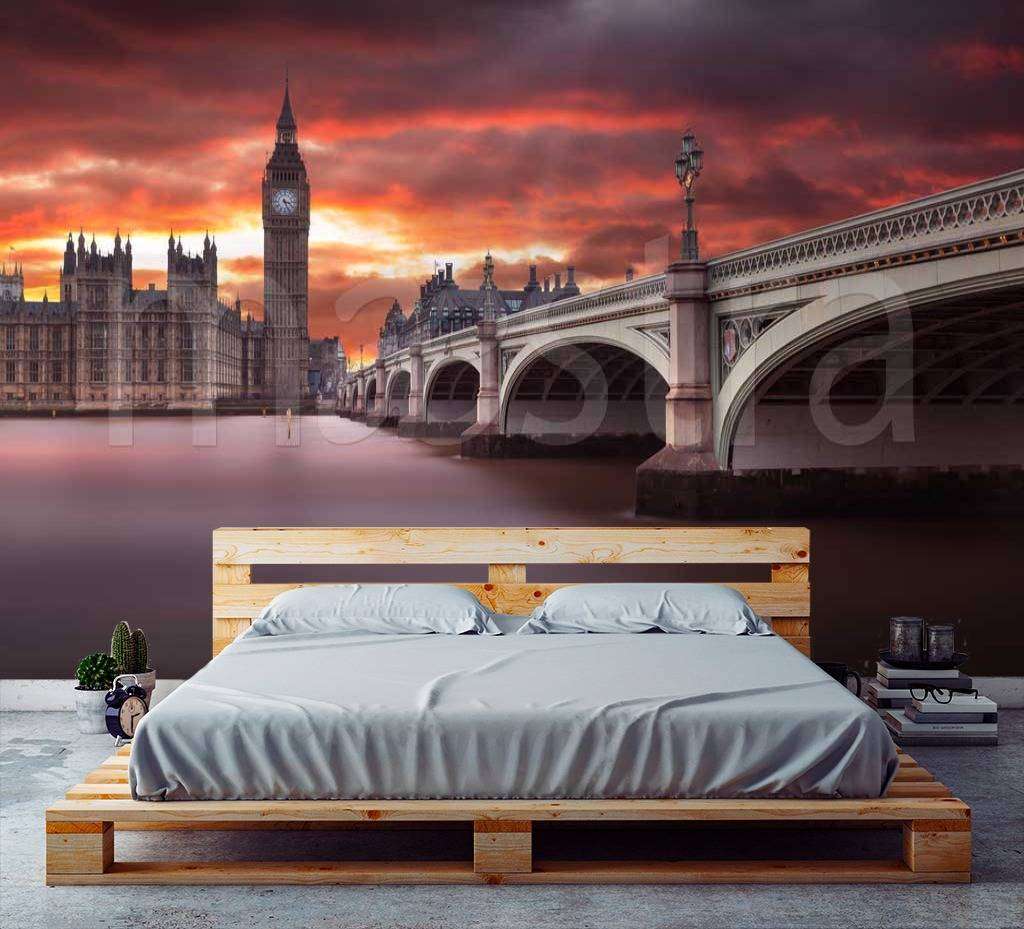 Фотообои в интерьере лондон на фоне заката  9-454 фото