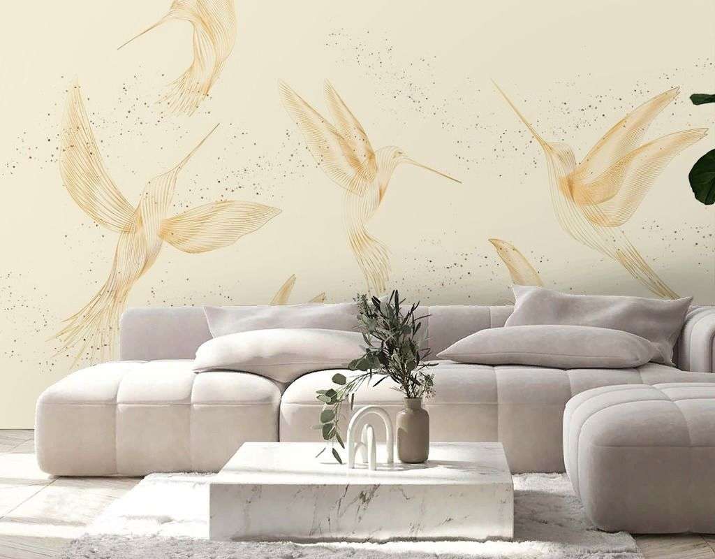 Фотообои в интерьере калибри на бежевом фоне  9-2107 фото