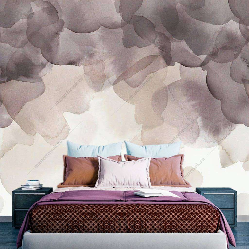 Фотообои в интерьере акварельные лепестки  9-1216 фото