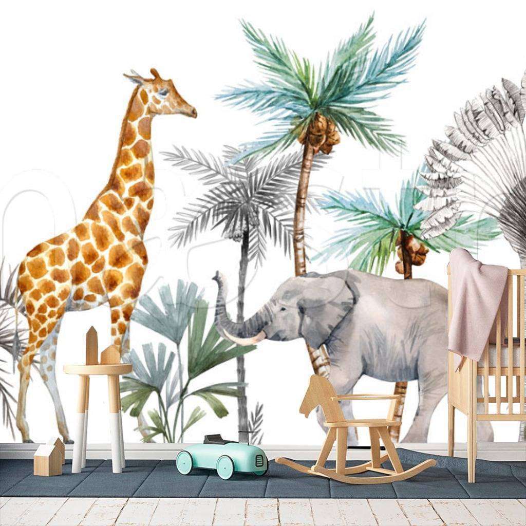 Фотообои Бесшовные обои на стену:  Жираф в джунглях. Артикул: 12-484  