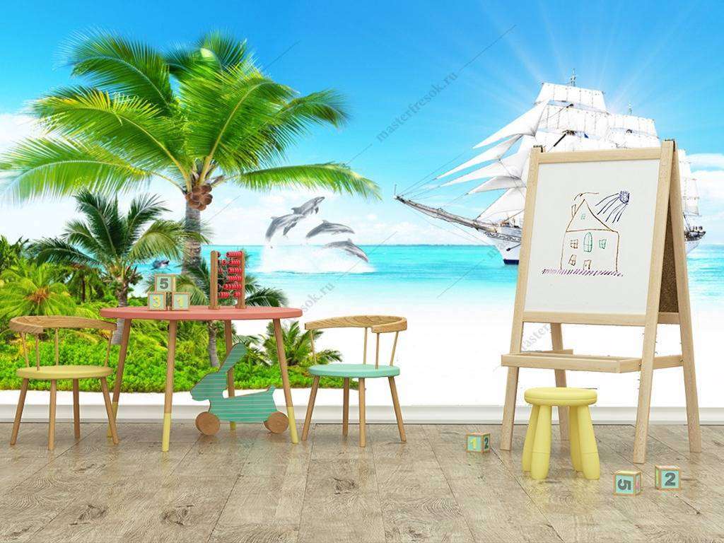 Фотообои в интерьере пляж белый  12-961 фото