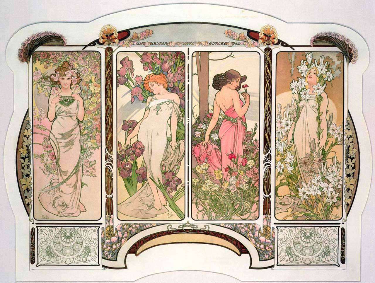 Фотообои в интерьере альфонс мариа муха – цветы  8-197 фото