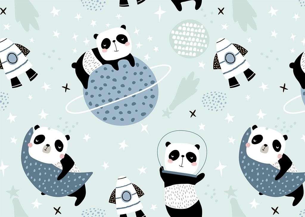 Фотообои в интерьере панды в космосе  12-756 фото