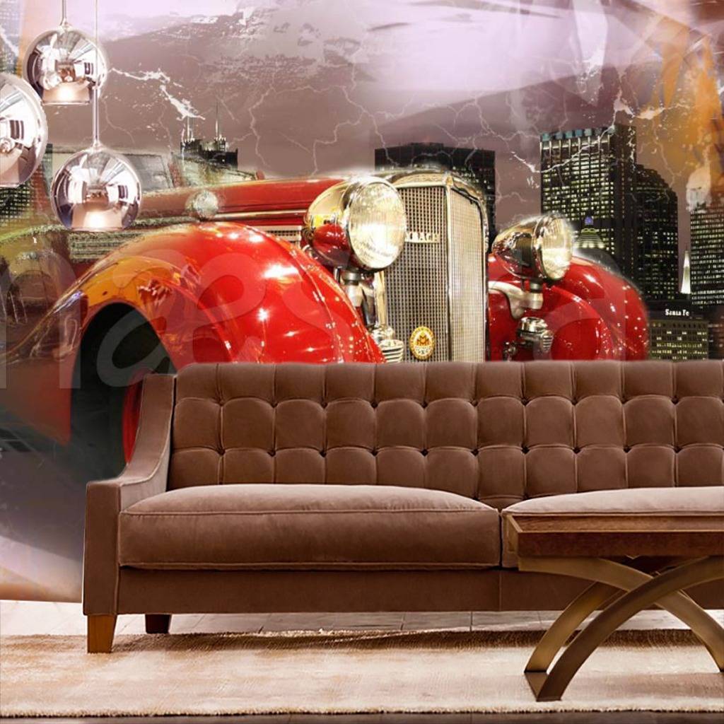 Фотообои Красный автомобиль ретро  2-083