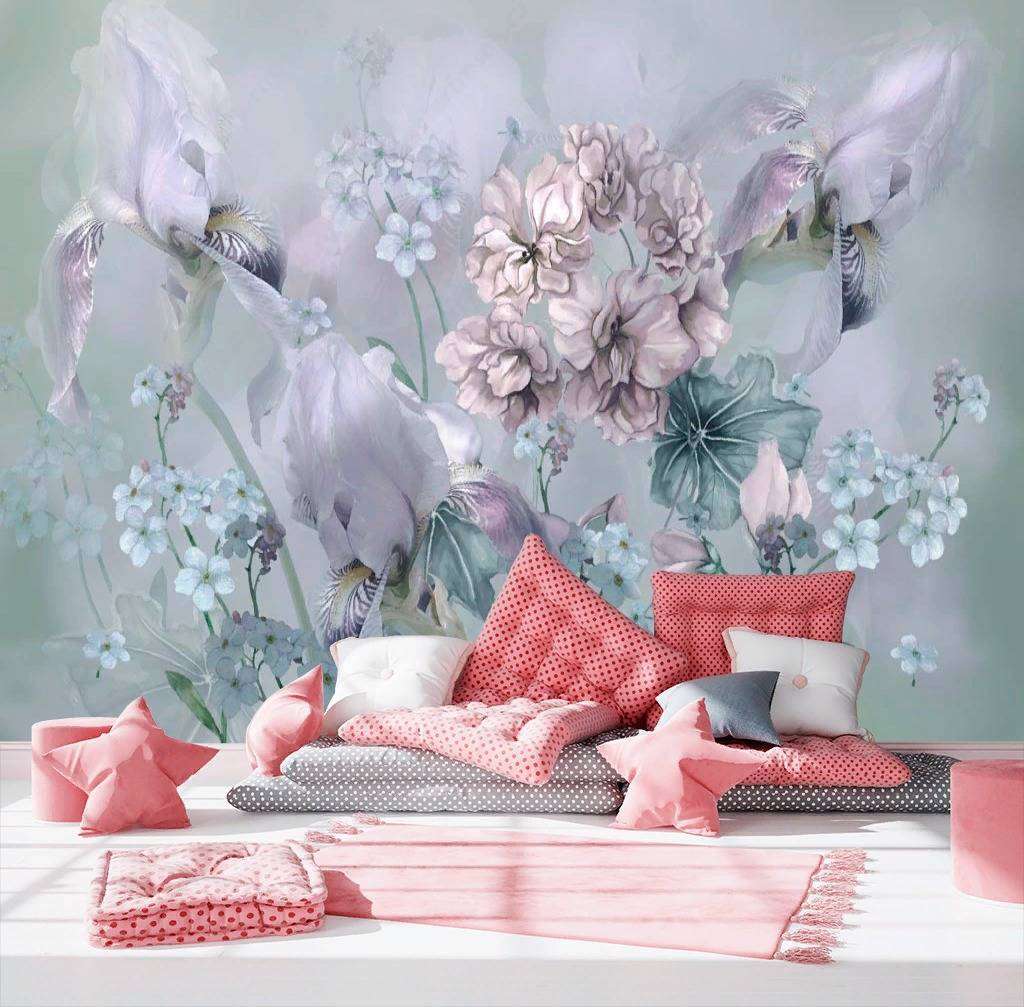 Фотообои в интерьере нежный букет цветов  13-258 фото