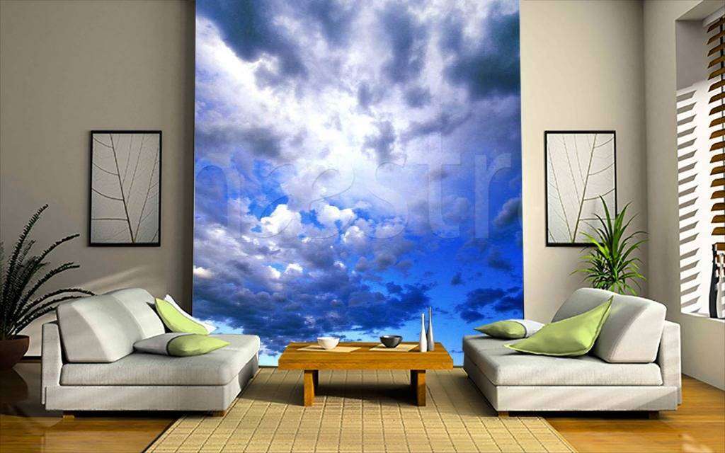 Фотообои Серебристо синее небо 3d  9-384